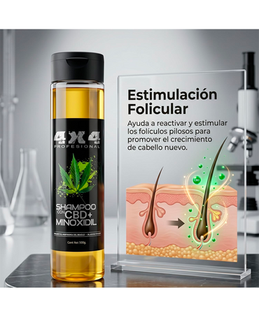 4X4 SHAMPOO CON CBD + MINOXIDIL 500 GRS.
