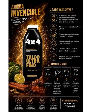 4X4 PROFESIONAL TALCO ULTRA FINO INVENCIBLE 255 GRS.