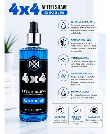 4X4 AFTER SHAVE KING BLUE 400 ML.
