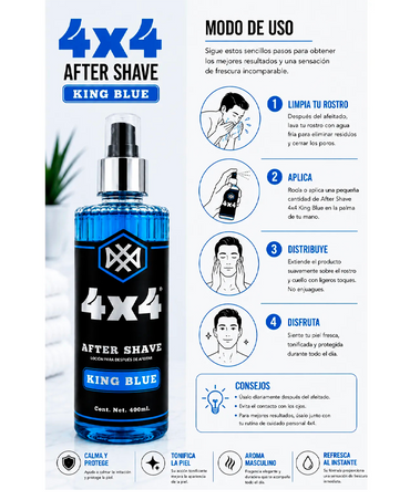 4X4 AFTER SHAVE KING BLUE 400 ML.
