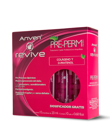 ANVEN REVIVE PRE-PERM AMPOLLETA CON COLAGENO CAJA CON 10 PZAS.