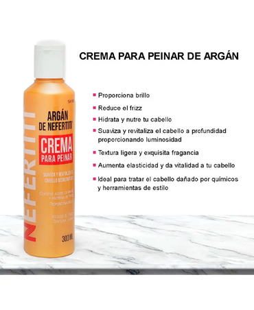NEFERTITI ARGAN CREMA PARA PEINAR 300 ML. - El Palacio De La Belleza