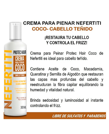 NEFERTITI PROTEC COCO CREMA PARA PEINAR 300 ML. - El Palacio De La Belleza