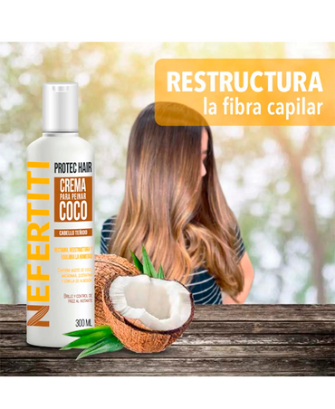 NEFERTITI PROTEC COCO CREMA PARA PEINAR 300 ML. - El Palacio De La Belleza