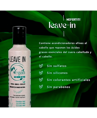 NEFERTITI VEGAN MAXIMUM REPAIR LEAVE IN 300 ML.