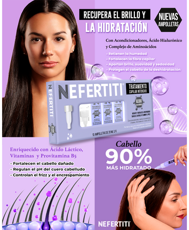 NEFERTITI ACIDO HIALURONICO 10 AMPOLLETAS DE 20 ML C/U
