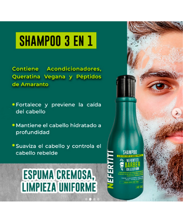 NEFERTITI BARBER SHAMPOO 3 EN 1 340 ML.