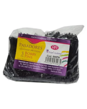 RA ROYAL ACADEMY PASADORES NEGROS 2" BOLSA C/500 PZAS. 500PM
