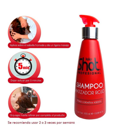 KOLOR SHOT SHAMPOO MATIZADOR ROJO 300 ML.