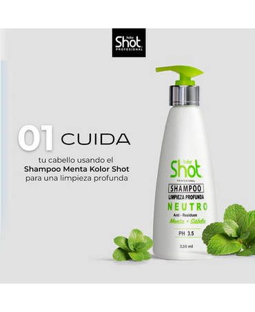 KOLOR SHOT SHAMPOO NEUTRO MENTA Y SABILA 320 ML. - El Palacio De La Belleza
