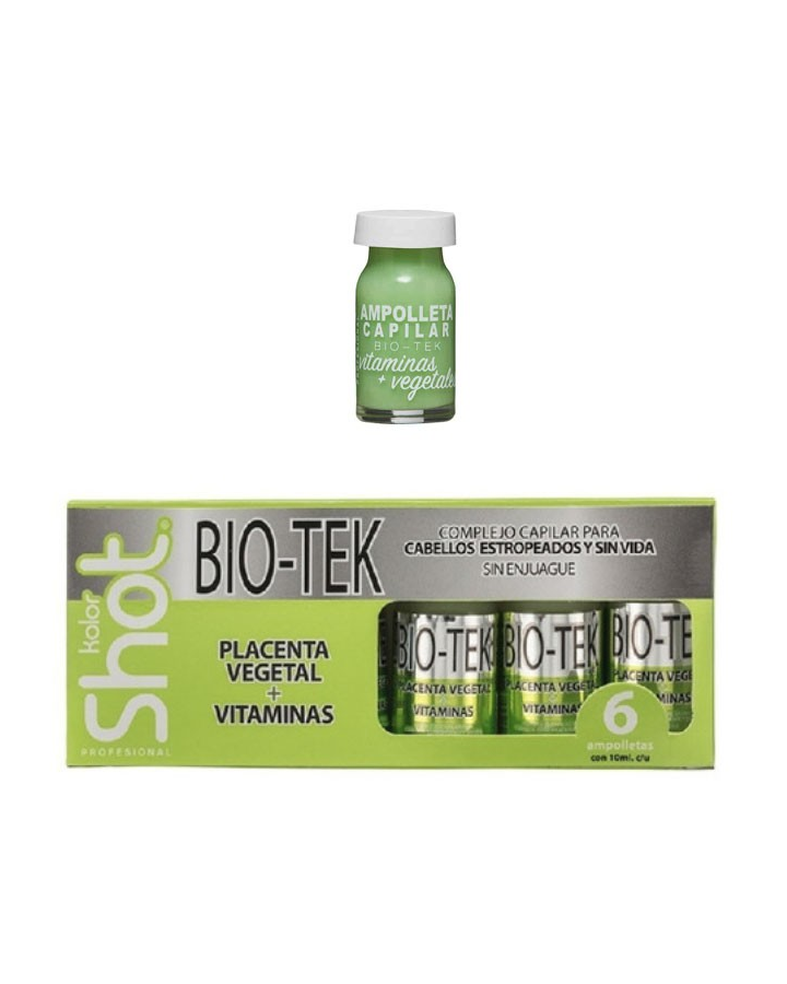 KOLOR SHOT BIOTEK PLACENTA VEGETAL+VITAMINAS CAJA AMPOLLETA C/6 X 10 M ...