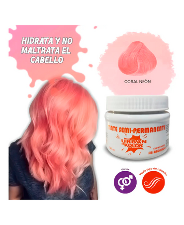 KOLOR SHOT MASCARILLA URBAN CORAL NEON 120 GRS.