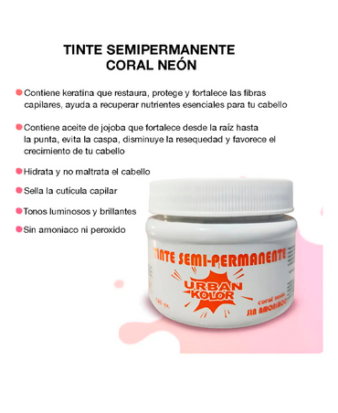 KOLOR SHOT MASCARILLA URBAN CORAL NEON 120 GRS.