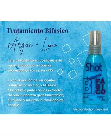 KOLOR SHOT TRATAMIENTO DOS FASES ARGAN LINO 320 ML.