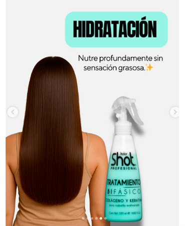 KOLOR SHOT TRATAMIENTO DOS FASES COLAGENO KERATINA 320 ML.