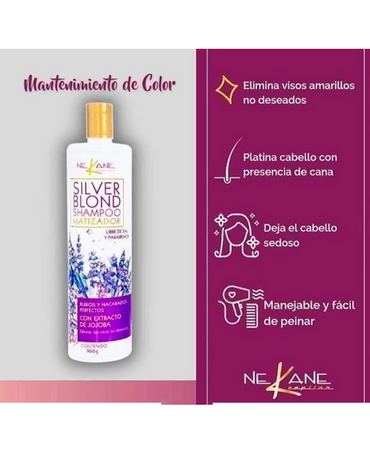 NEKANE SILVER BLOND SHAMPOO EXTRACTO DE JOJOBA 300 ML. - El Palacio De La Belleza