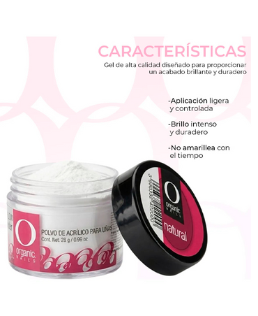 ORGANIC POLVO ACRILICO NATURAL 5 OZ./140 GRS.