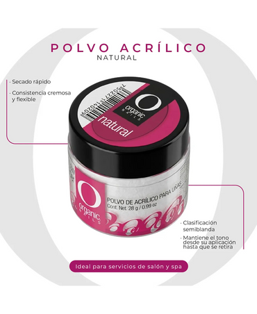 ORGANIC POLVO ACRILICO NATURAL 5 OZ./140 GRS.