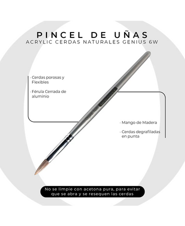 ORGANIC PINCEL GENIUS ACRYLIC 6 W - El Palacio De La Belleza