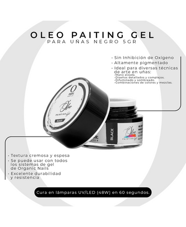 ORGANIC OLEO PAINTING GEL 5 GRS. BLACK - El Palacio De La Belleza