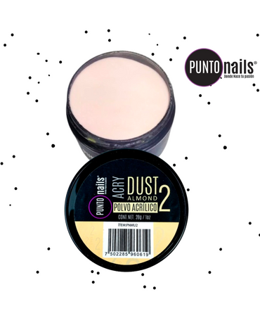 PUNTO NAILS DUST POLVO ACRILICO ALMOND MAKE UP #2 1 OZ.