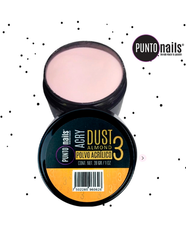PUNTO NAILS DUST POLVO ACRILICO ALMOND MAKE UP #3 1 OZ.