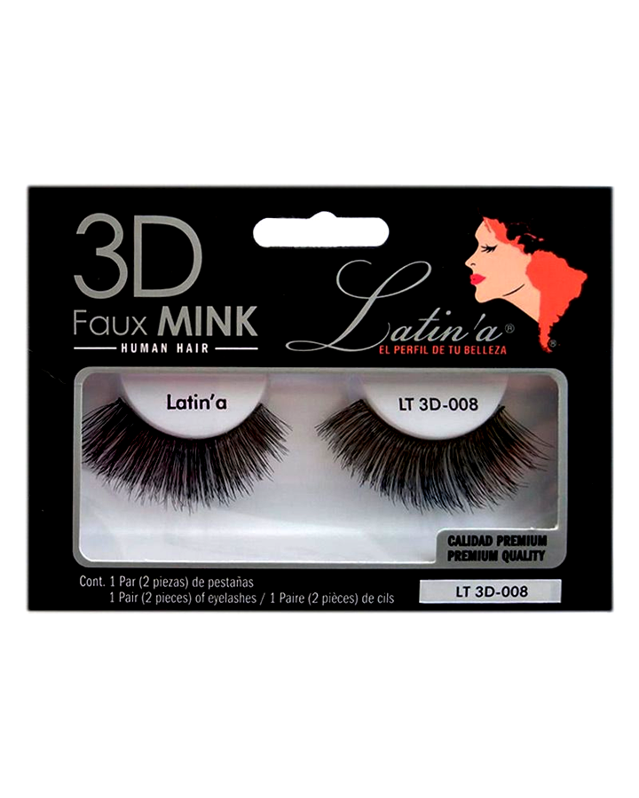 LATINA PESTAÑAS 3D CABELLO HUMANO 008