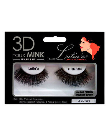 LATINA PESTAÑAS 3D CABELLO HUMANO 008