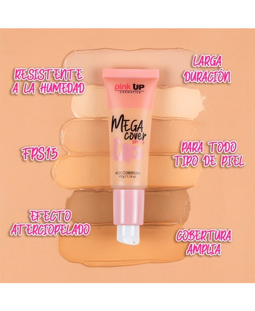 PINK UP MEGA COVER MAQUILLAJE LIQUIDO PKC500 TAN - El Palacio De La Belleza