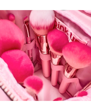 PINK UP SET COSMETIQUERA PUFFER CON 12 BROCHAS PKCOSPUFFERBRO