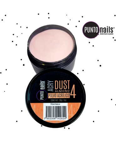 PUNTO NAILS DUST POLVO ACRILICO ALMOND MAKE UP #4 1 OZ.