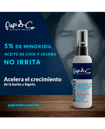 PAPI & CO. BEARD & MUSTACHE BOOSTER MINOXIDIL 5% 60 ML. - El Palacio De La Belleza