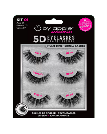 BY APPLE 5D EYELASHES 3 PARES KIT 01 (01 AURA, 03 GENESIS, 07 VENUS) 64955