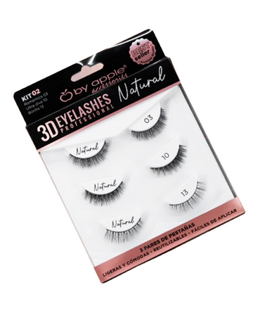 BY APPLE 3D EYELASHES NATURALES KIT 02 ( 03 ROMANTICA, 10 ULTRA DIVA, 13 BONITA) 66307