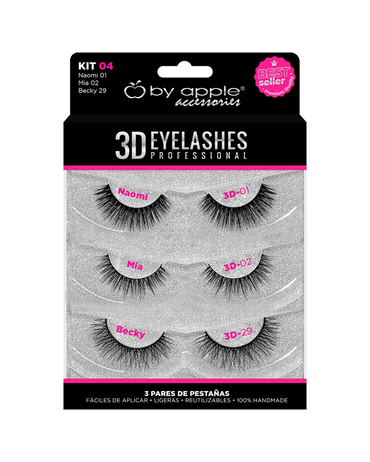 BY APPLE 3D EYELASHES 3 PARES KIT 04 ( 01 NAOMI, 02 MIA, 29 BECKY) 68496