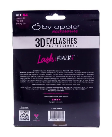 BY APPLE 3D EYELASHES 3 PARES KIT 04 ( 01 NAOMI, 02 MIA, 29 BECKY) 68496