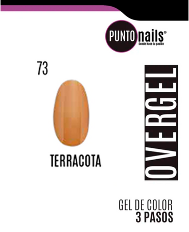 PUNTO NAILS OVERGEL 12 ML. #73 TERRACOTA CON GLITTER