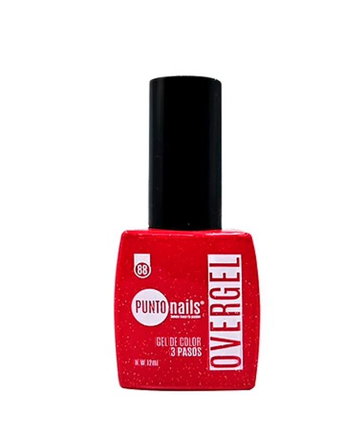 PUNTO NAILS OVERGEL 12 ML. #88 CEREZA CON GLITTER