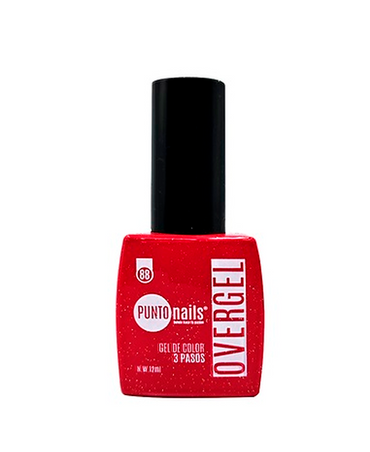 PUNTO NAILS OVERGEL 12 ML. #88 CEREZA CON GLITTER