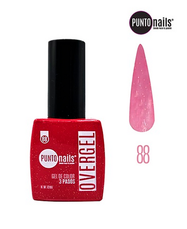 PUNTO NAILS OVERGEL 12 ML. #88 CEREZA CON GLITTER