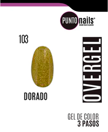 PUNTO NAILS OVERGEL 12 ML. #103 DORADO CON GLIITTER