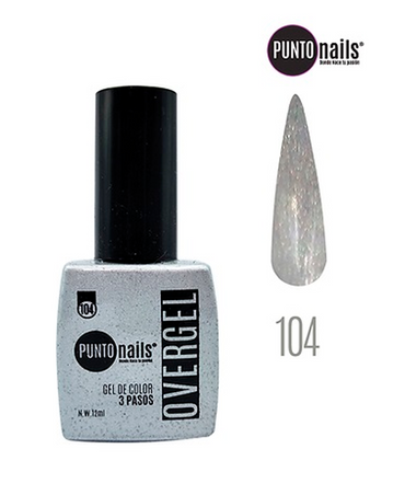 PUNTO NAILS OVERGEL 12 ML. #104 PLATA CON GLITTER