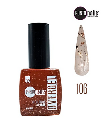PUNTO NAILS OVERGEL 12 ML. #106 TEJA CON GLITTER