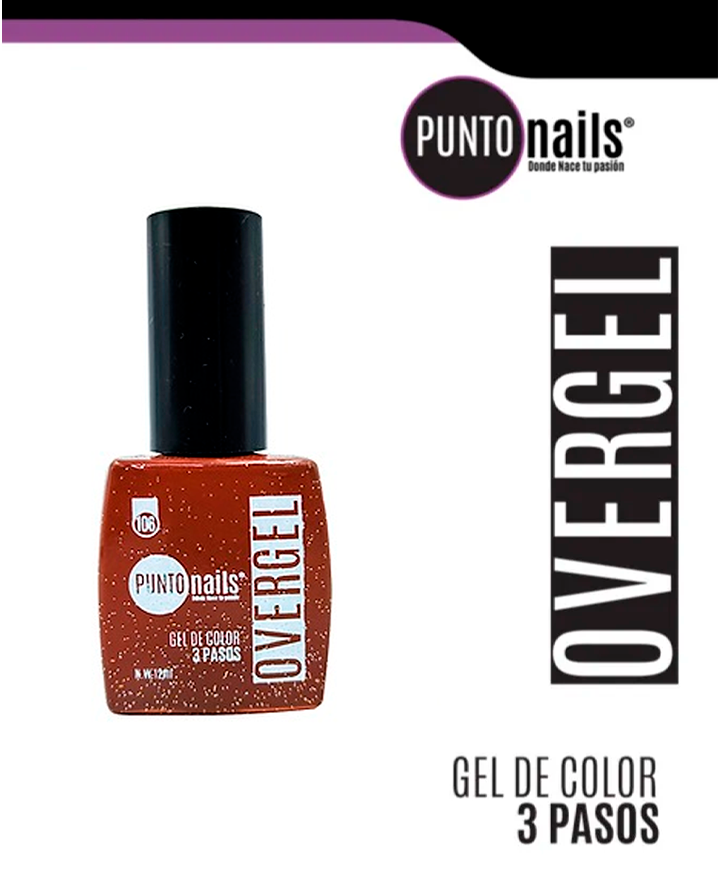 PUNTO NAILS OVERGEL 12 ML. #106 TEJA CON GLITTER