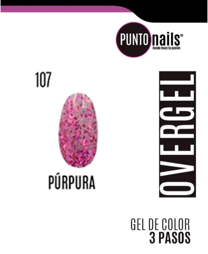 PUNTO NAILS OVERGEL 12 ML. #107 PURPURA CON GLITTER