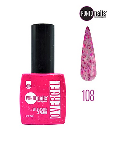 PUNTO NAILS OVERGEL 12 ML. #108 ROSA CON GLITTER