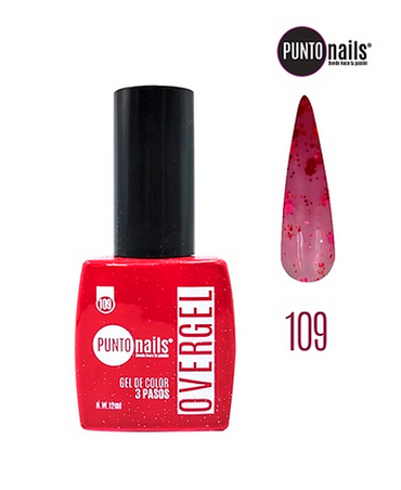 PUNTO NAILS OVERGEL 12 ML. #109 ROJO CADMIO CON GLITTER