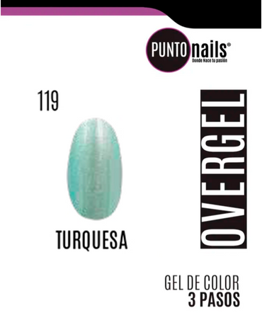 PUNTO NAILS OVERGEL 12 ML. #119 TURQUESA CON GLITTER