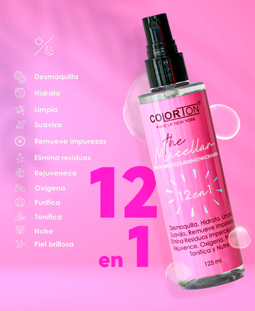 COLORTON THE MICELLAR HIALURONICO/COLAGENO/NIACIDAMIDA 12 EN 1 125 ML.