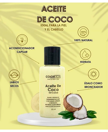 COLORTON ACEITE DE COCO 100% NATURAL 50 ML. - El Palacio De La Belleza